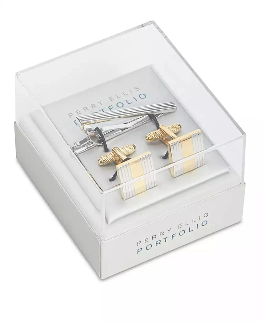 Perry Ellis Portfolio Perry Ellis Men's Classic Cuff Links & Tie Bar Set 2