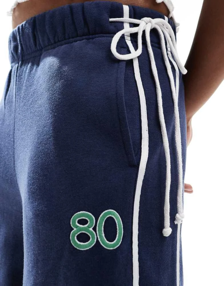 PacSun Pacsun classic wide leg track trousers in navy 5