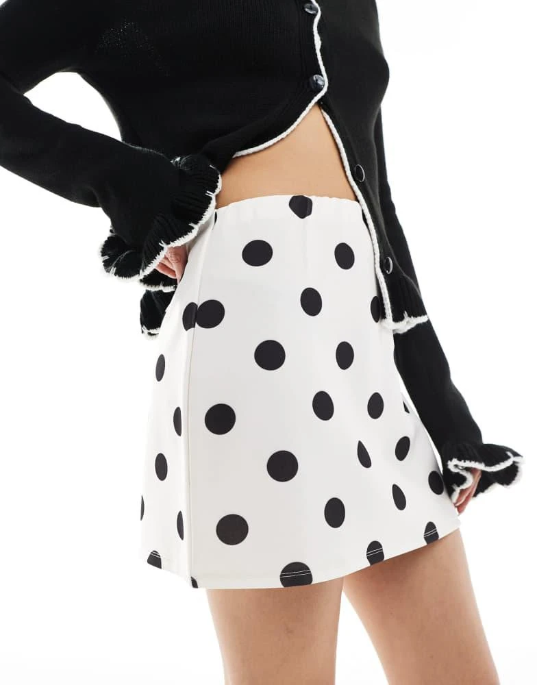 Miss Selfridge Miss Selfridge scuba pelmet polka dot mini skirt 5