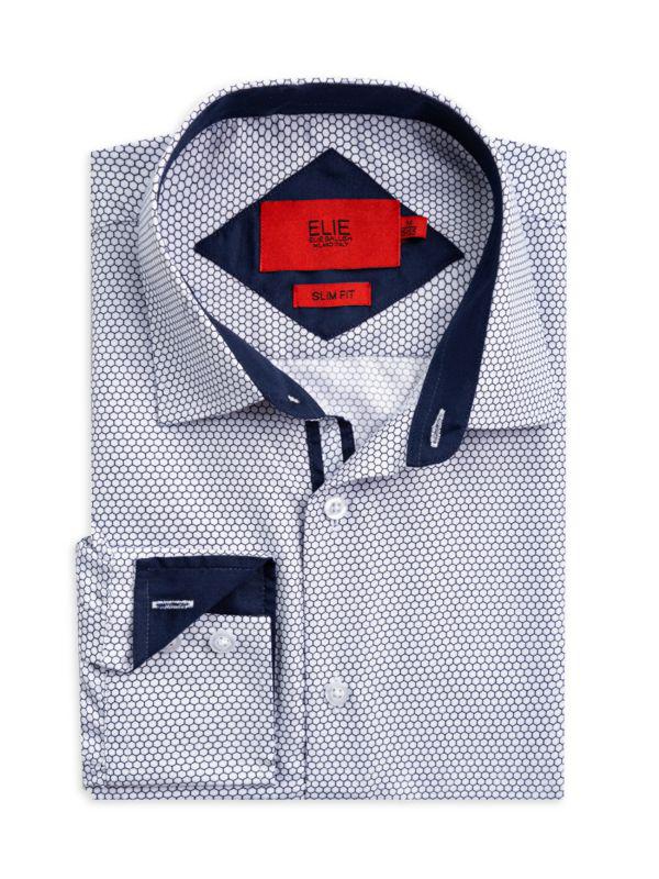 Elie Balleh Slim Fit Honeycomb Dress Shirt