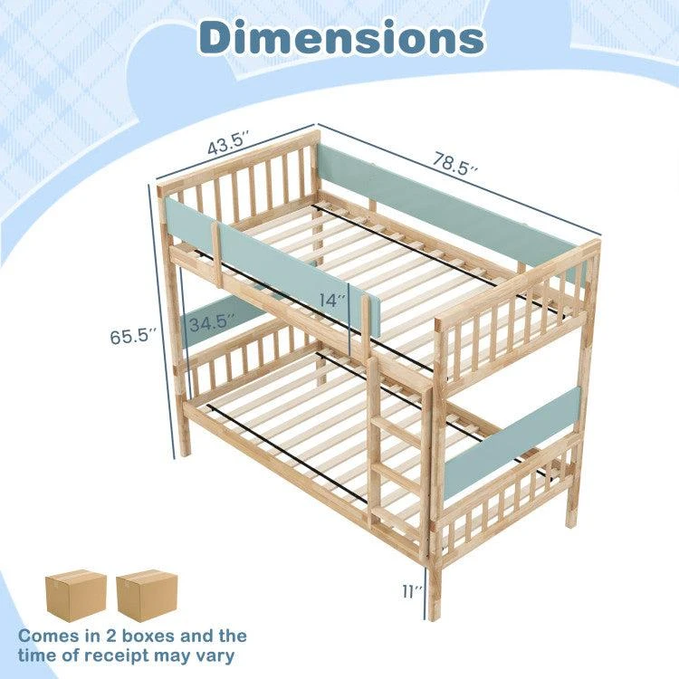 Hivvago Twin Over Twin Bunk Bed with Ladder and Full-length Guardrails 6