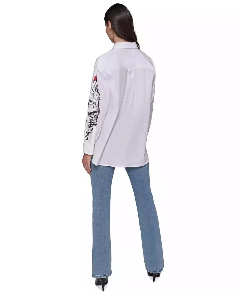 Karl Lagerfeld Paris Petite Cotton Sketch Girl Shirt 5