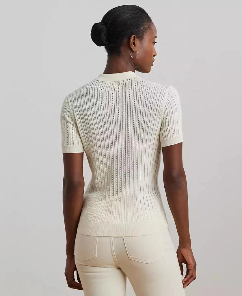 Ralph Lauren Women's Pointelle-Knit Cotton-Blend Polo Sweater 2