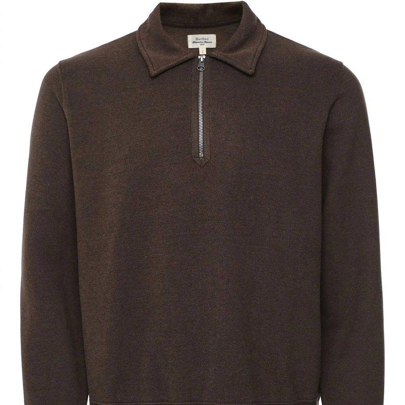 Hartford Zip Polo Sweater Maroon
