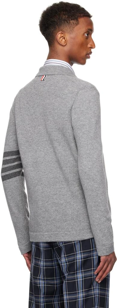 Thom Browne Gray Cashmere Jersey Stitch 4-Bar Cardigan 3