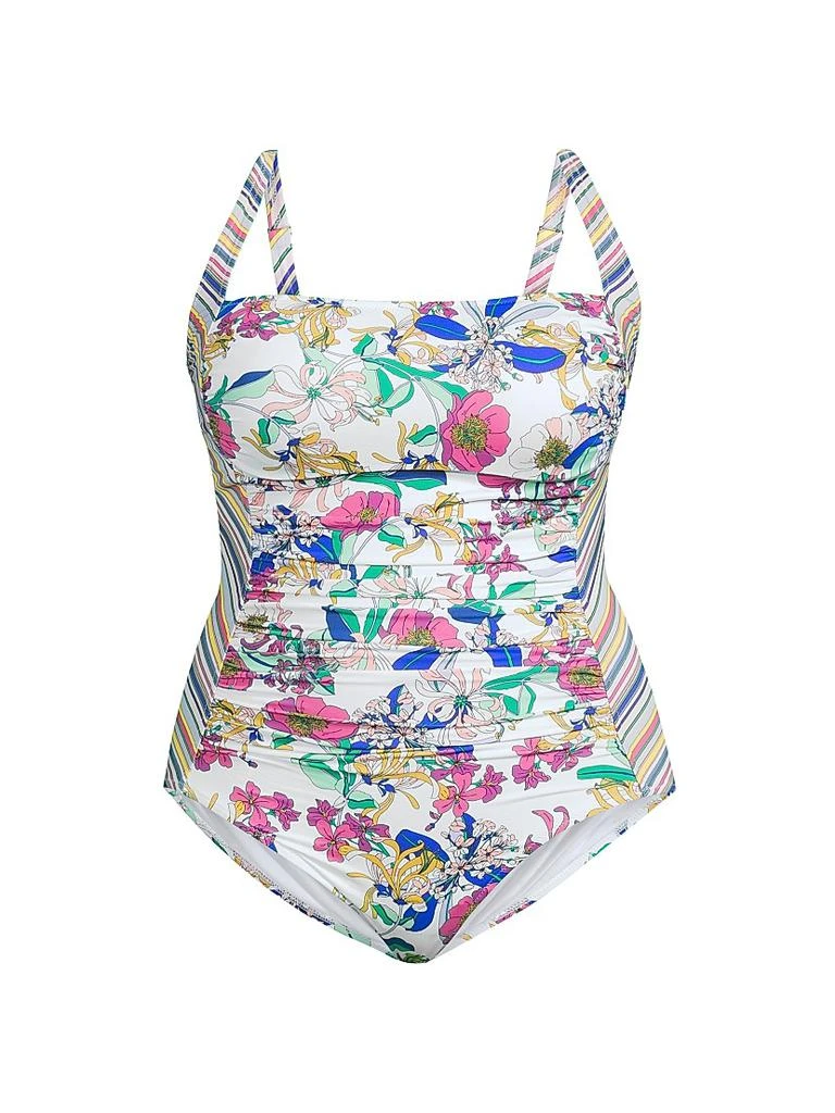 Johnny Was Ruched Floral One-Piece Swimsuit 1