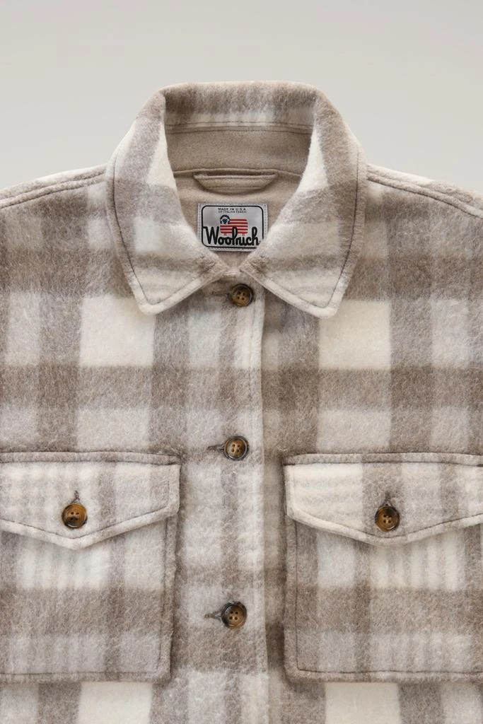 Woolrich Pemberton Check Overshirt in Wool Blend Flannel - Women - White 2