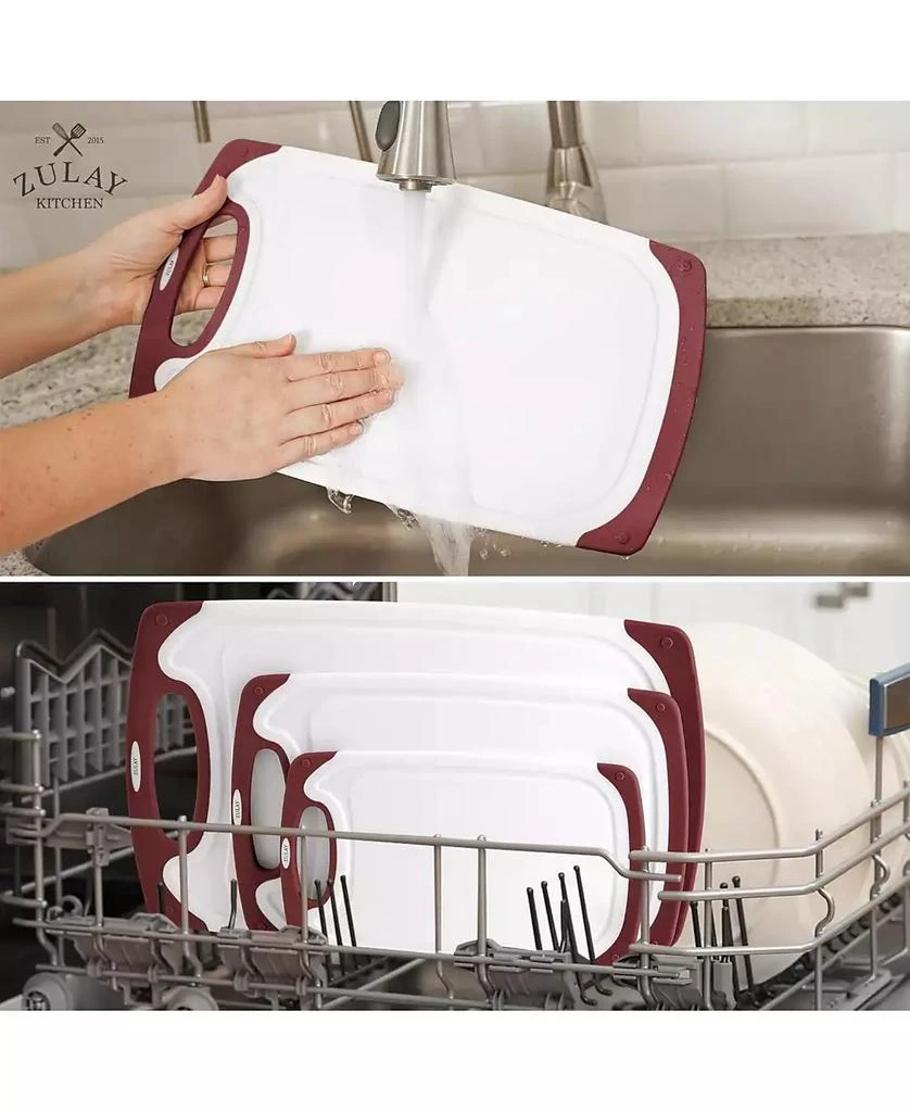 Zulay Kitchen 3 Piece Set Non-Slip Kitchen Cutting Board with Juice Groove 5