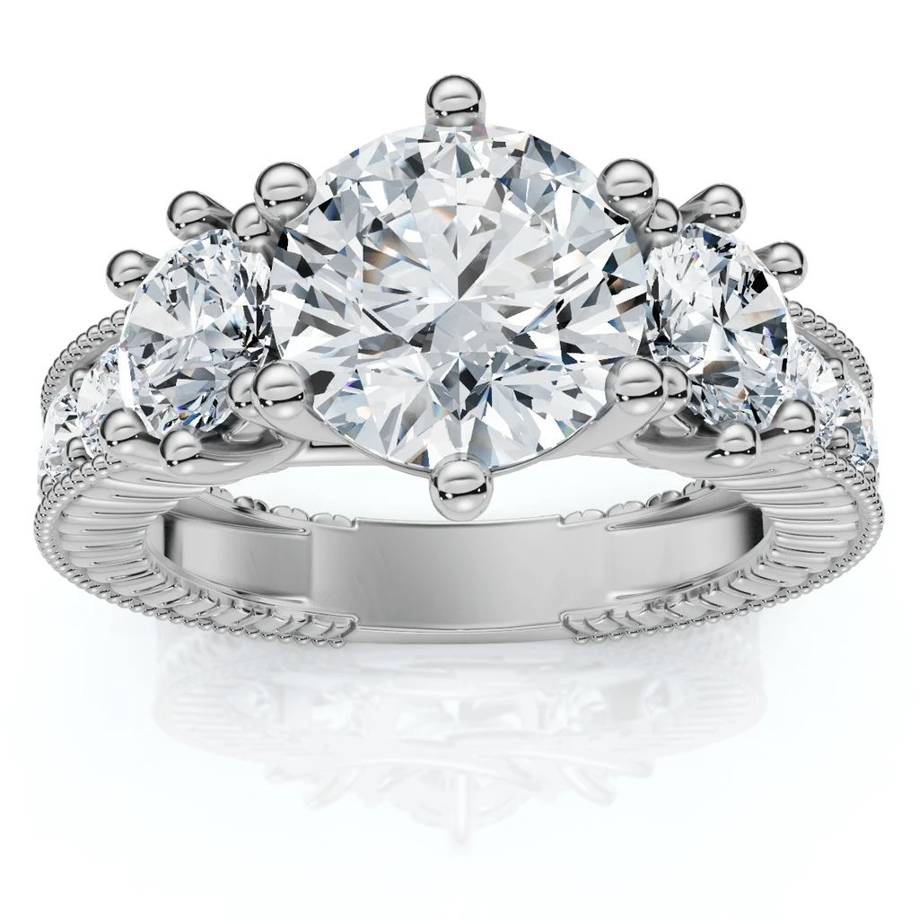 Pompeii3 Certified 3 1/2Ct Elizabeth Diamond Engagement Vintage Ring 14k Gold Lab Grown