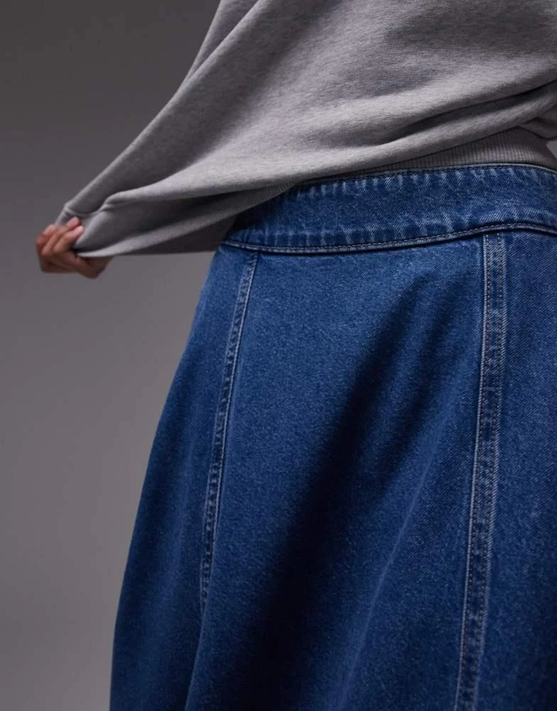 Topshop Topshop denim full maxi skirt in mid blue 4
