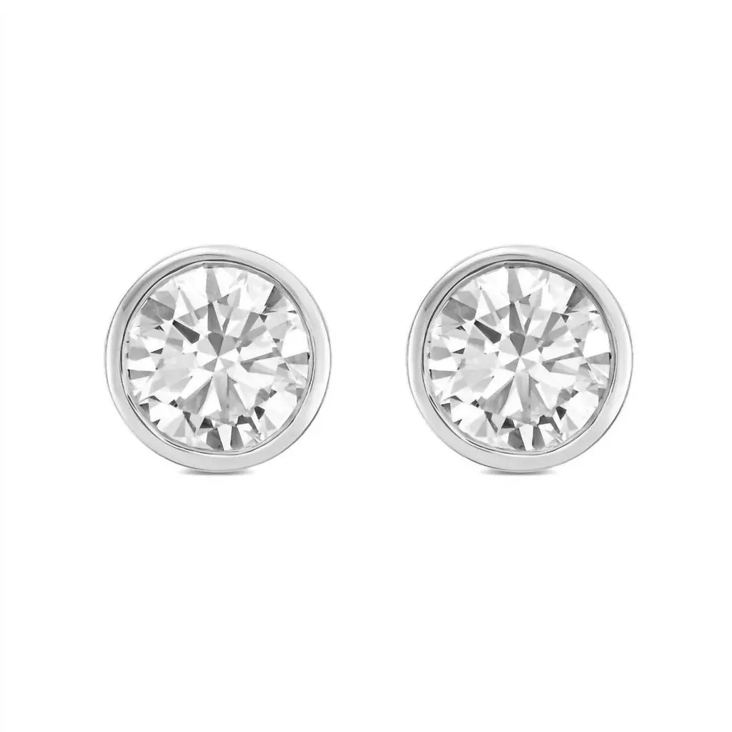 Diana M Jewels Diana M Jewels - Women's Lab Grown Round Stud In A Bezel Setting Earrings (1.00 Ct)