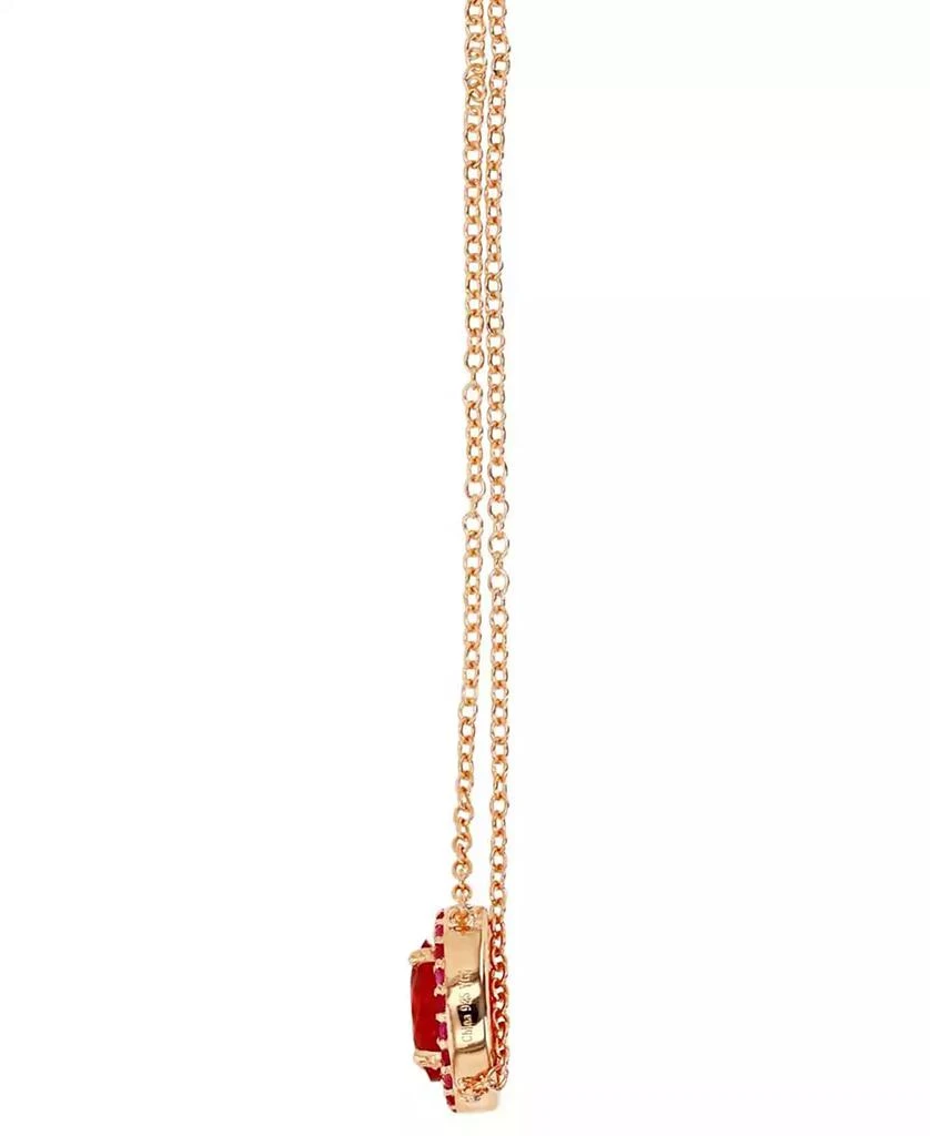 Macy's Lab-Grown Ruby (1-7/8 ct. t.w.) & Lab-Grown Pink Sapphire (1/10 ct. t.w.) Oval Halo 18" Pendant Necklace in 14k Rose Gold-Plated Sterling Silver 4