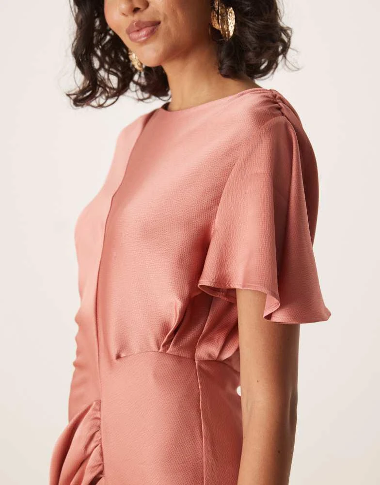 Shop ASOS DESIGN satin flutter sleeve maxi dress in dusky rose on Sale at  BeyondStyle  Get 16% Off ASOS DESIGN satin flutter sleeve maxi dress in  dusky rose with Limited-Time Flash