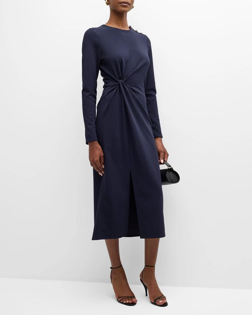 Tanya Taylor Robinette Knotted Long-Sleeve Midi Dress 2