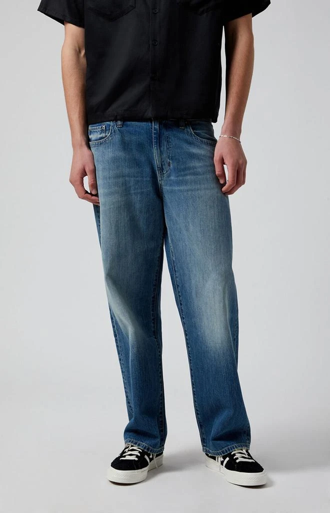 PacSun Medium Indigo Button Slub Baggy Jeans 2
