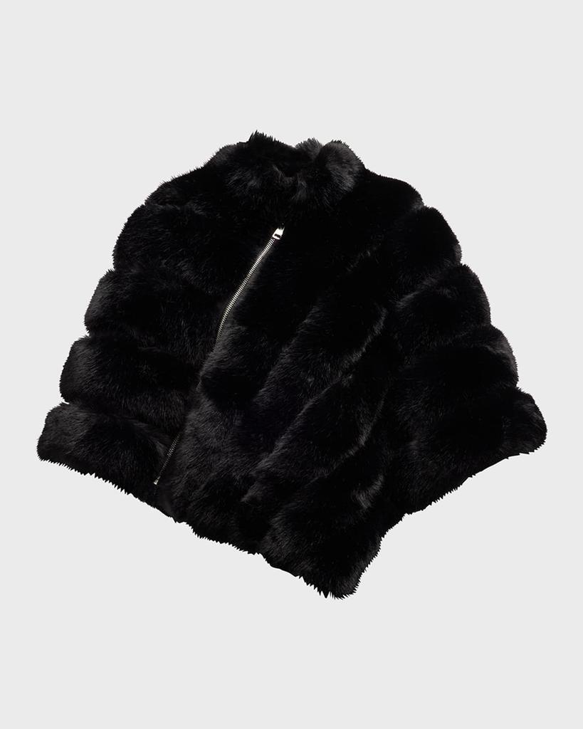 La Fiorentina Asymmetric Faux Fur Poncho