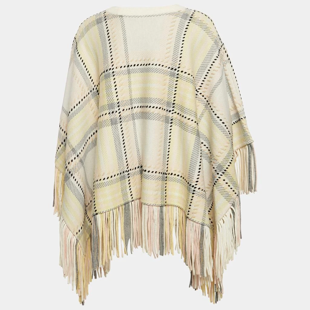 Chloé Chloe Yellow Plaid Cashmere Fringed Poncho Sweater XS/S 2