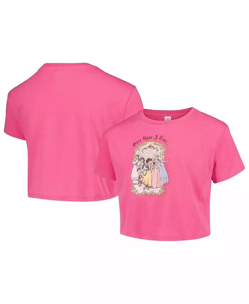 Mad Engine Big Girls Pink Distressed Disney Princess Vintage-Like Cropped T-shirt