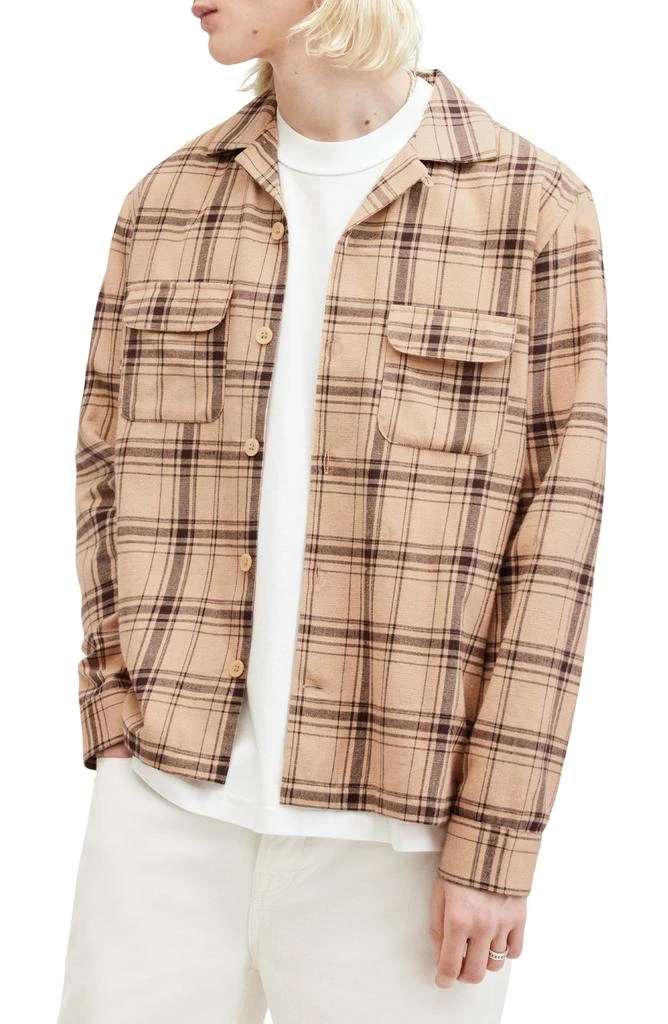 ALL SAINTS Wendel Plaid Long Sleeve Camp Shirt 5