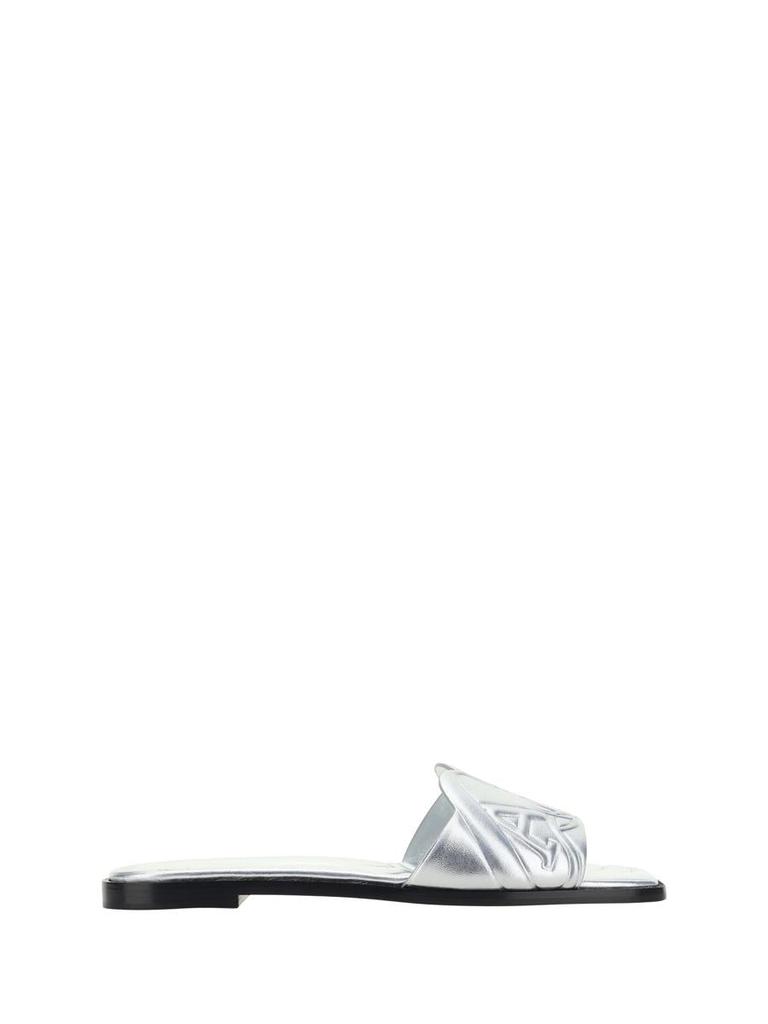 サンダル・ミュール ALEXANDER MCQUEEN Silver Leather Slippers Alexander McQueen Silver leather slippers - Slippers