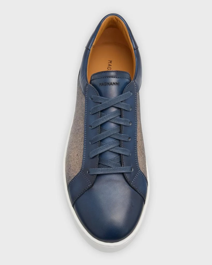 Magnanni Men's Wyland Linen and Leather Low-Top Sneakers 5