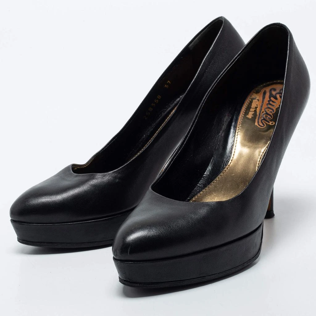 Gucci Gucci Black Leather Platform Pumps Size 37 2