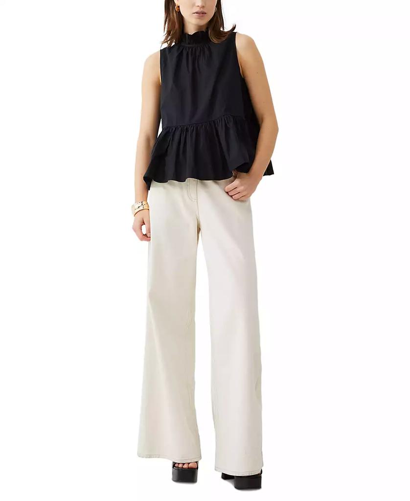 French Connection Women's Rhodes Cotton Poplin Ruffled Top
