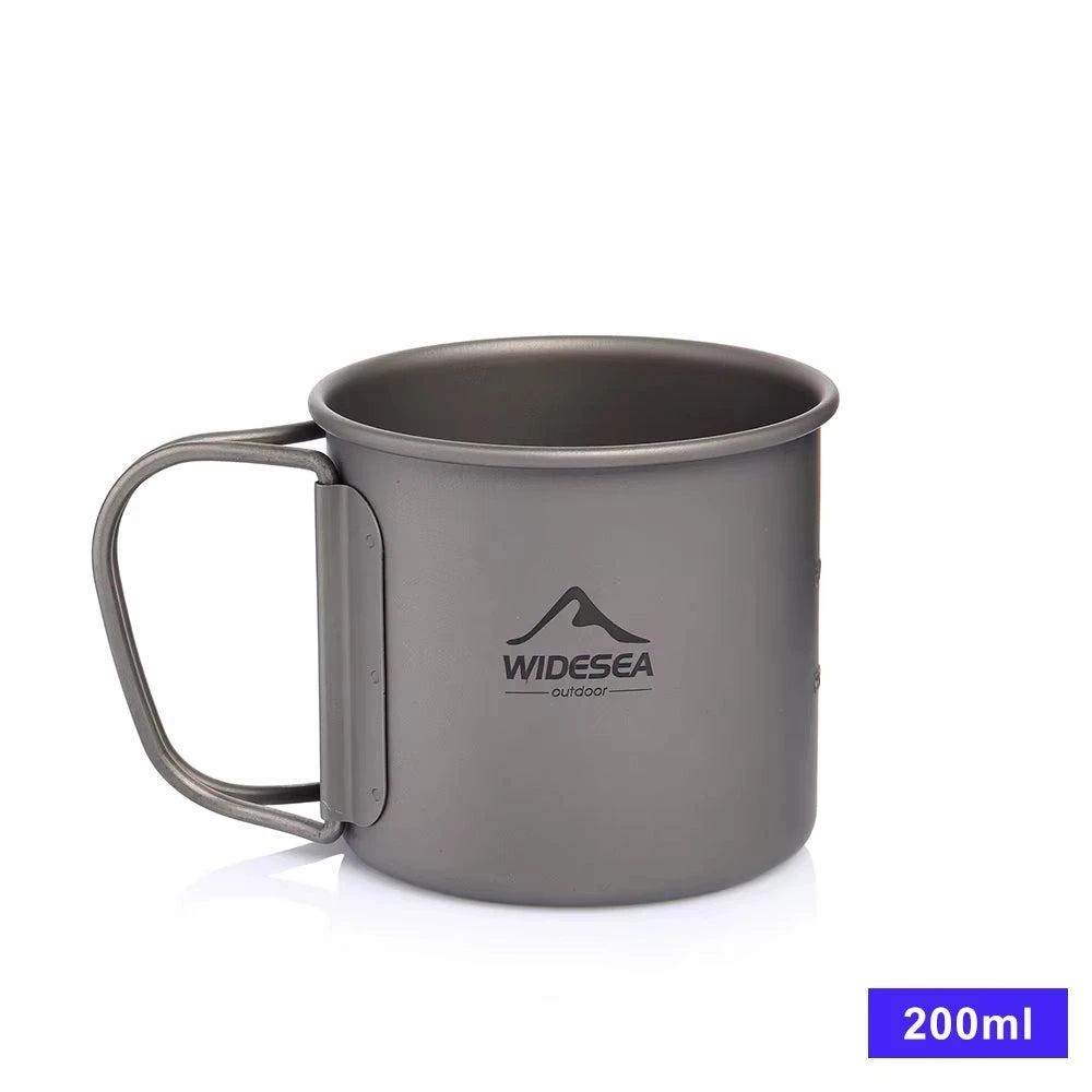 OUTRAKKS Camping Mug Titanium Cup Tourist Tableware Picnic Utensils Outdoor Kitchen Equipment Travel Cooking Set Cookware Hiking - 200Ml