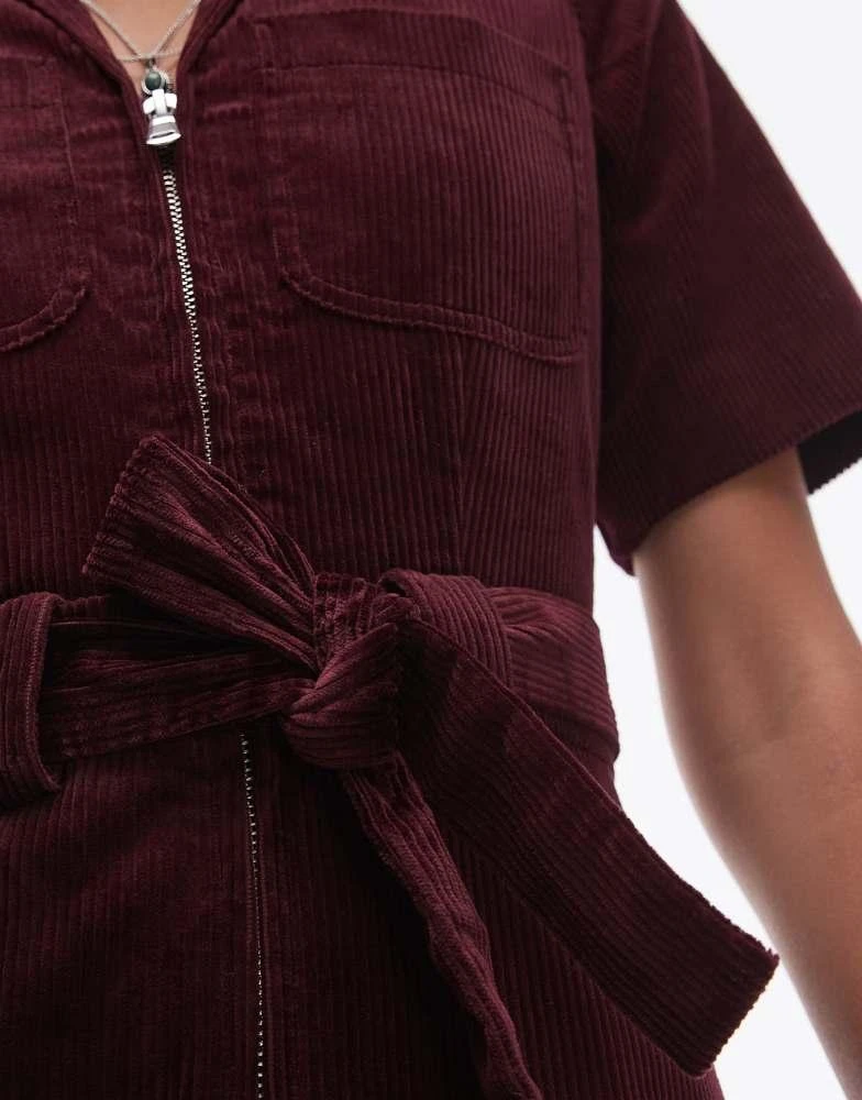 & Other Stories & Other Stories belted corduroy jumpsuit in burgundy 3