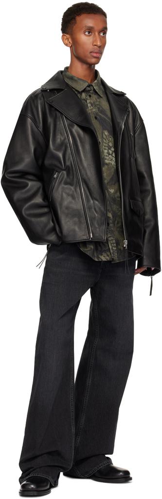 Black Waxy Nappa Leather Biker Jacket – On Sale Now with Up