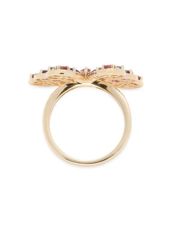 Effy 14K Yellow Gold, 0.15 TCW Diamond & Multi-Stone Butterfly Cluster Ring 3