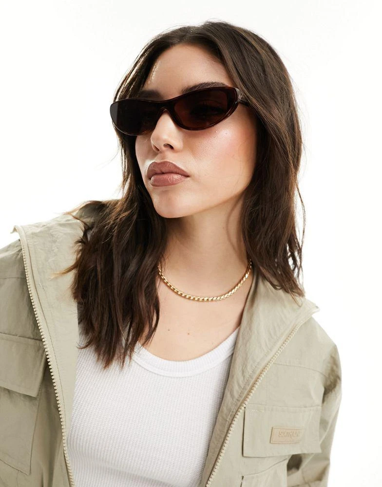 Quay Quay x Guizio slate slim cateye sunglasses in cloudy tort 4