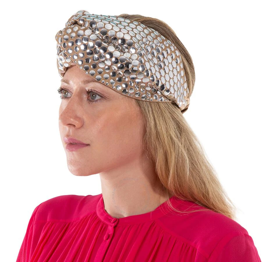Burberry Metallic Sequin-Embellished Mesh Silk Headband 2