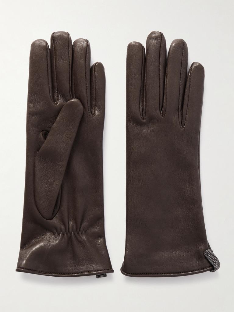 Brunello Cucinelli 珠饰皮革手套