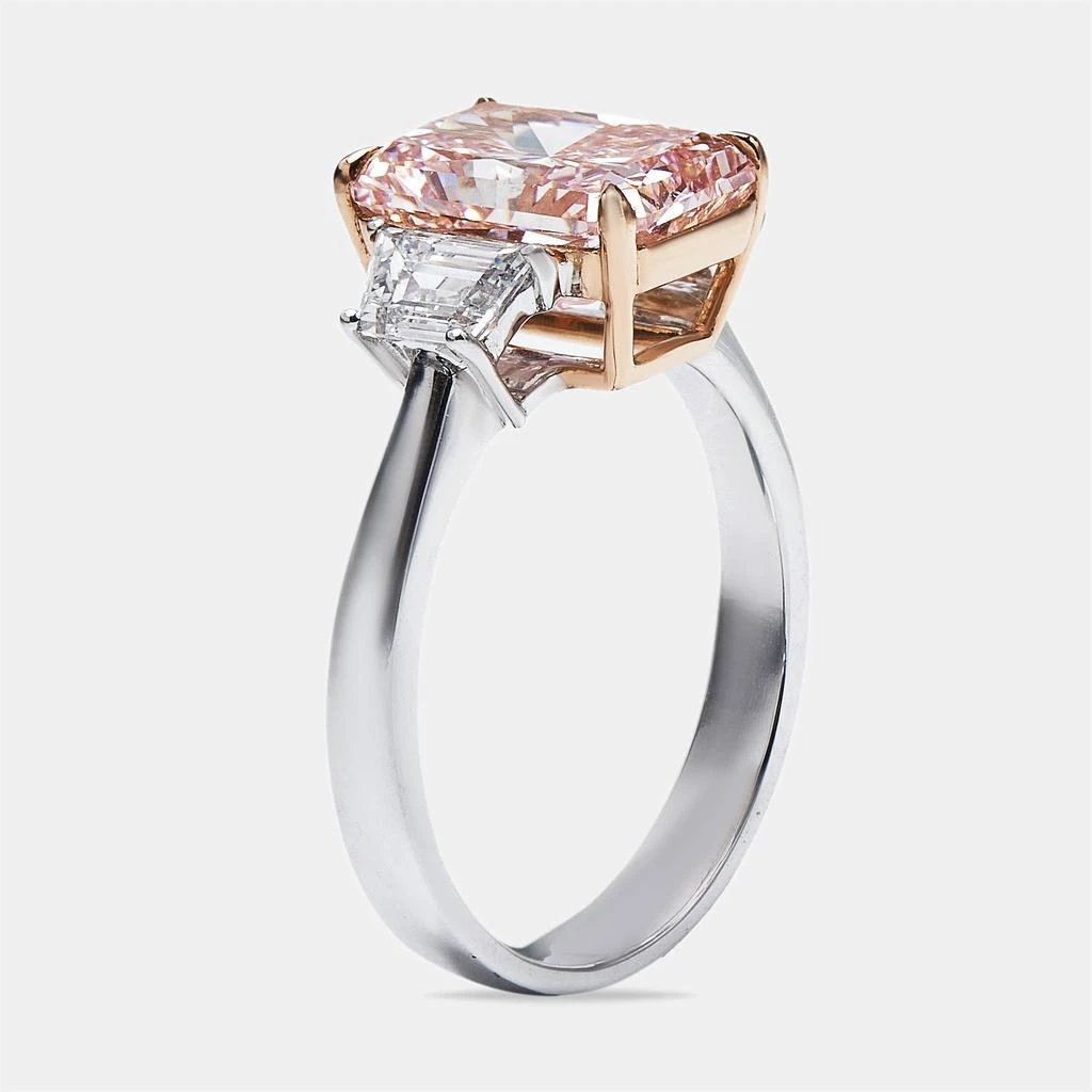 The Diamond Edit 3.70 cts Pink Radiant Cut and Baguette 18k Two Tone Gold Lab Grown Diamonds Ring Size 52