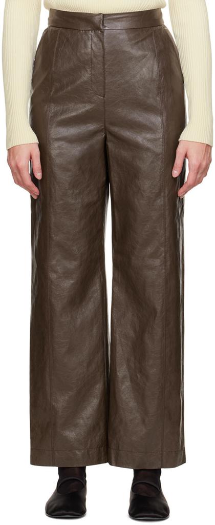 LVIR Brown Grained Faux-Leather Pants