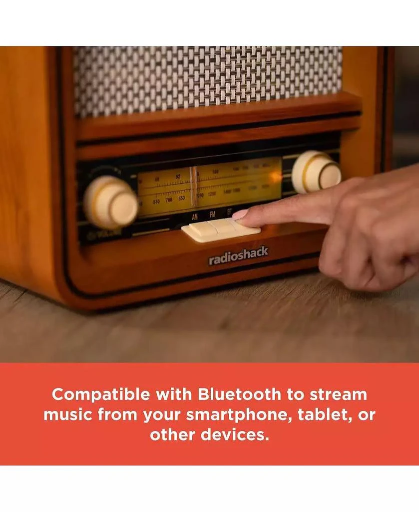 RadioShack Retro AM/FM Radio, Vintage and Classic Wood Style, Bluetooth, Dual 5W Speakers – 4001796 6