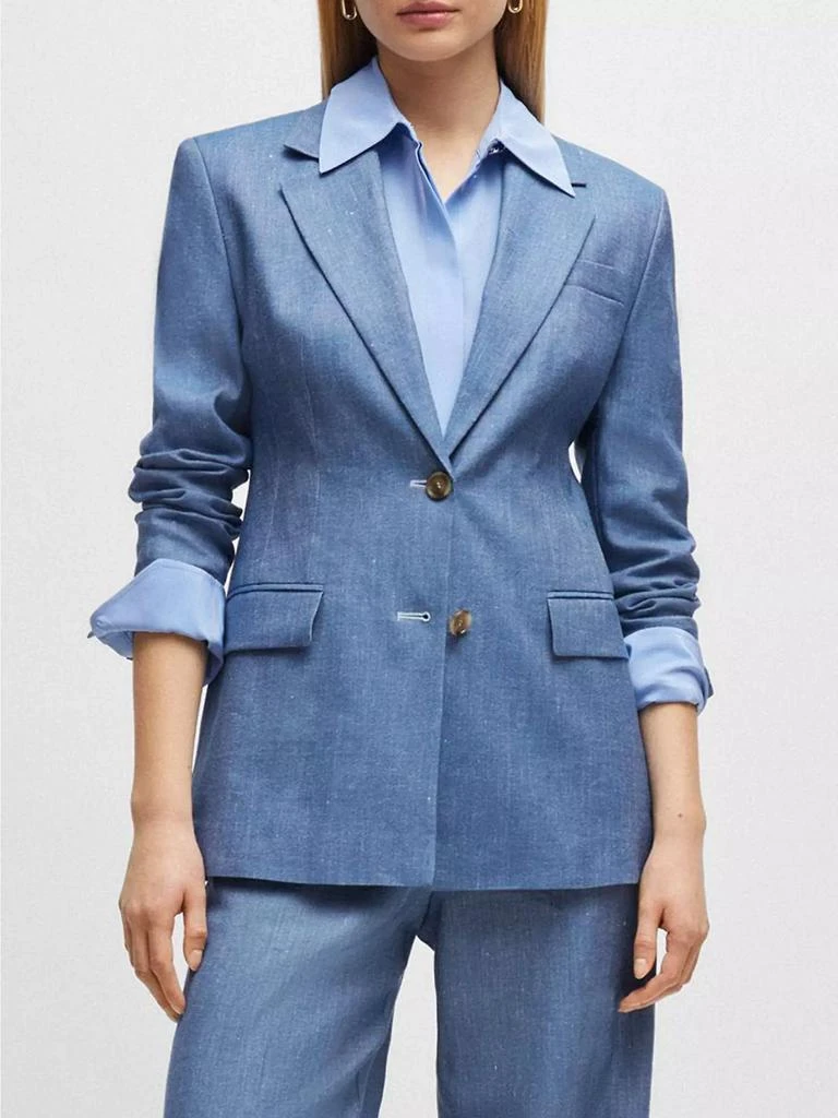 Hugo Boss Single-Breasted Jacket in Linen, Cotton and Stretch 1