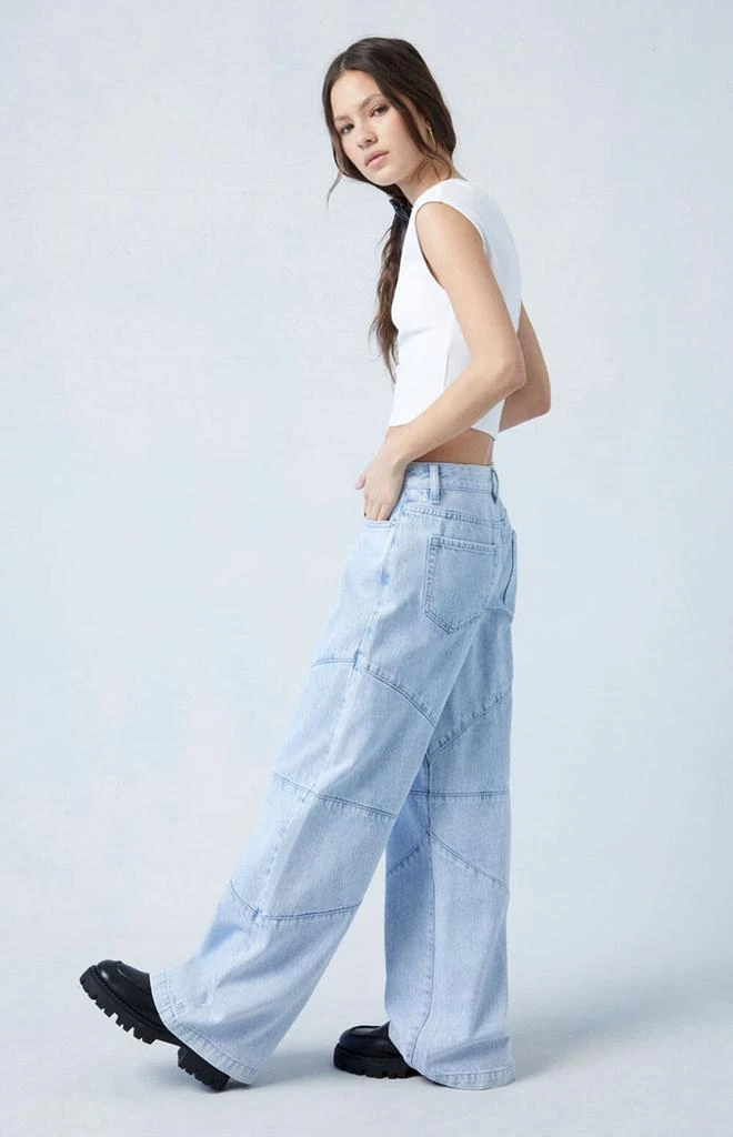 PacSun Eco Light Indigo Seamed Low Rise Baggy Jeans 3