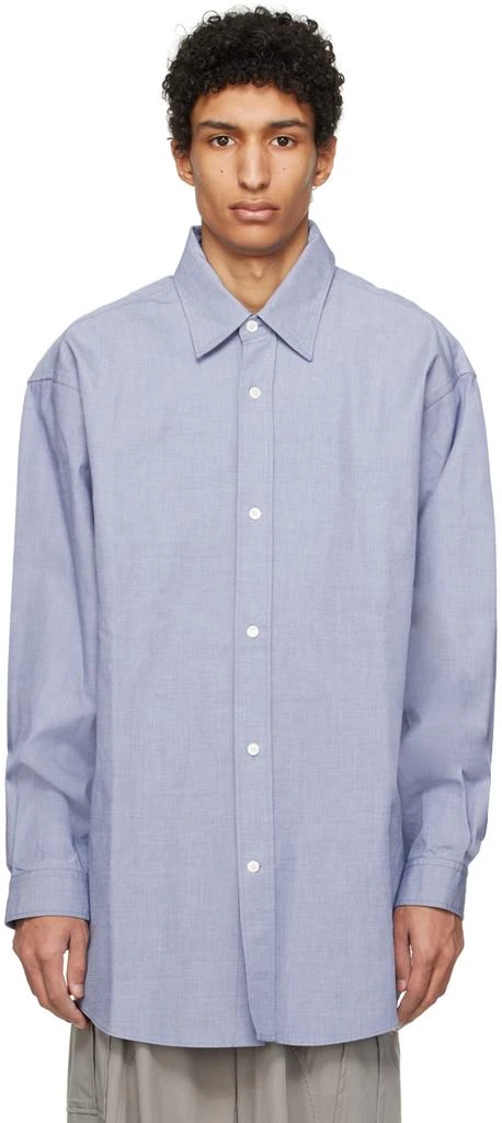 Hed Mayner Blue Twin Pleats Shirt 1
