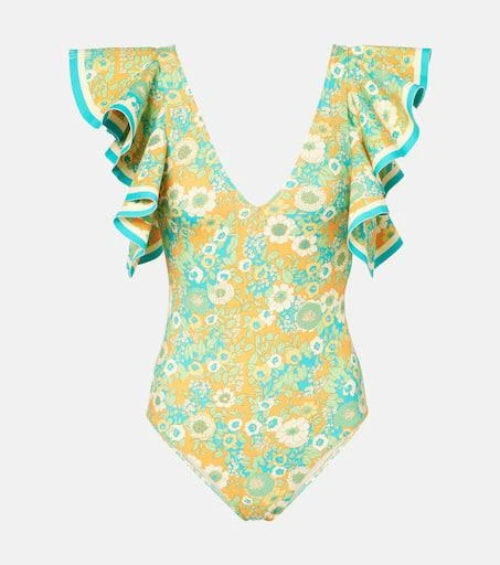ALÉMAIS Cristina ruffled printed swimsuit 1