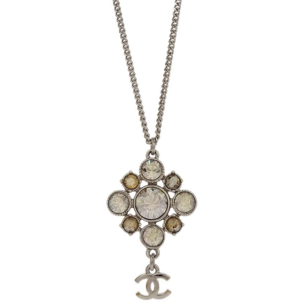 Chanel Cc Cluster Drop Pendant Necklace Metal With Crystals Metal Necklace Jewelry (Pre-Owned) 2