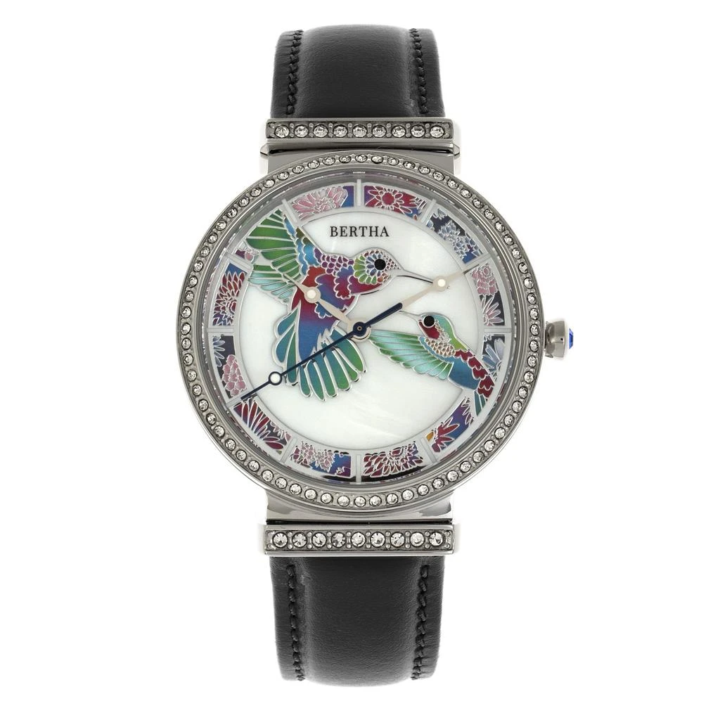 BERTHA Emily Mother-Of-Pearl Leather-Band Watch 5