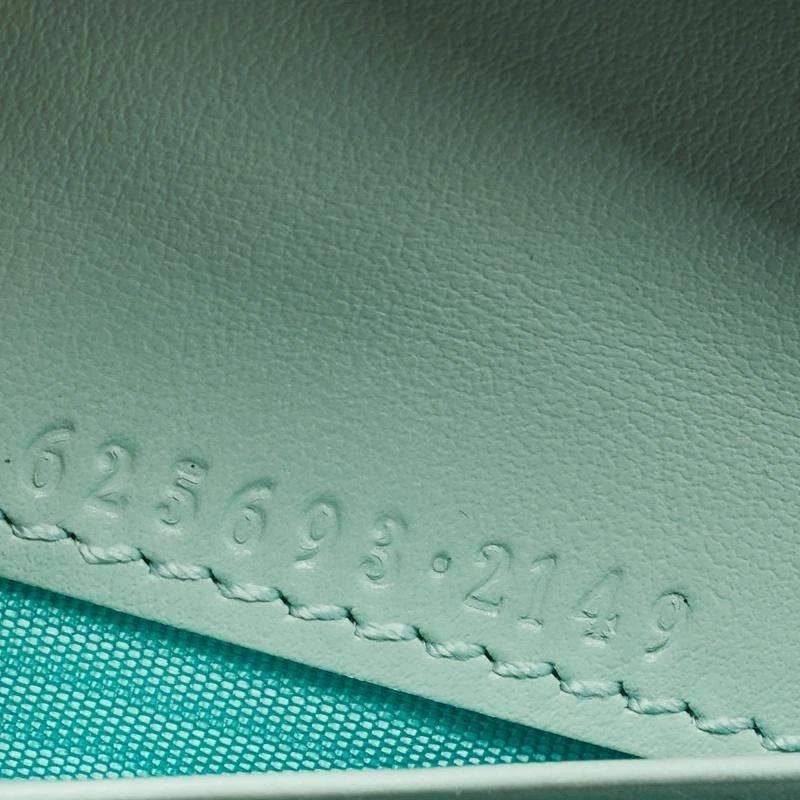 Gucci Gucci Light Mint Green Matelassé Leather GG Marmont Compact Wallet on Chain 10