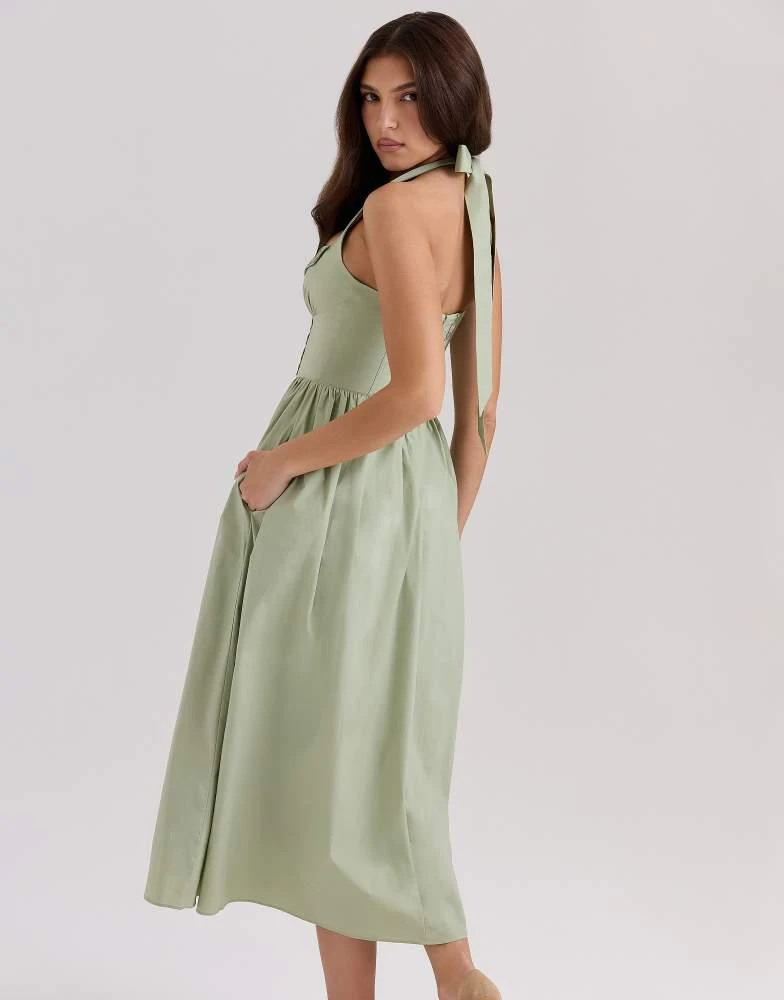 green and black striped dress Asbury Midi Shirtdress in Cotton main image 1