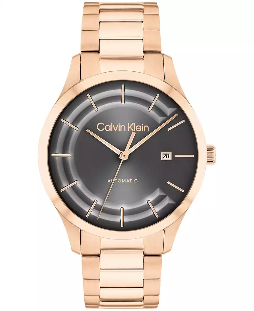 Calvin Klein Men's Iconic Automatic Rose Gold-Tone Stainless Steel Bracelet Watch 40mm