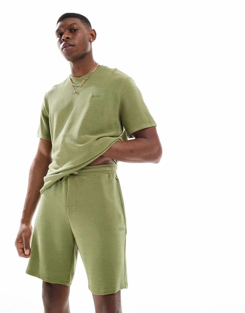 Hugo Boss Boss Bodywear co-ord ribbed shorts in green 1