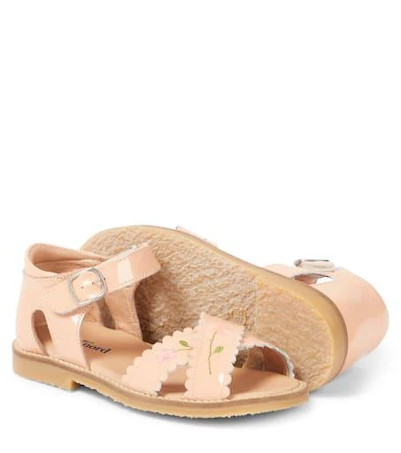 Petit Nord Embroidered scalloped patent leather sandals 6