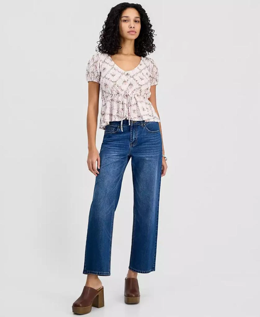 Self Esteem Juniors
 Printed Lace Short-Sleeve Babydoll Top 4