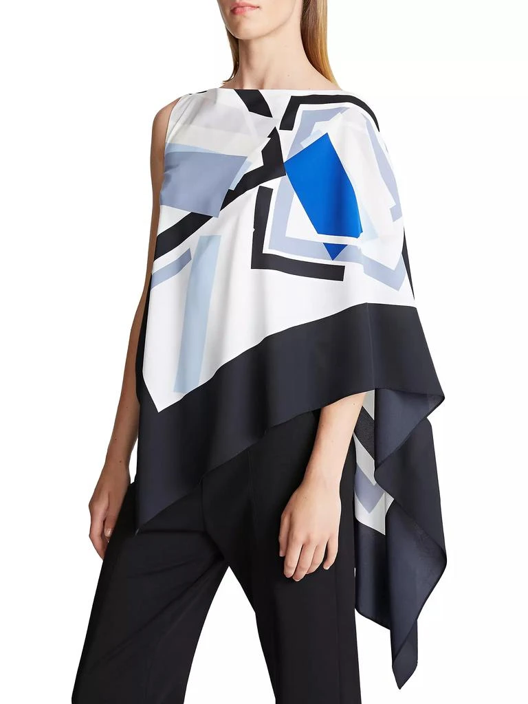 Halston Maggie Crepe-De-Chine Geometric Draped Top 4